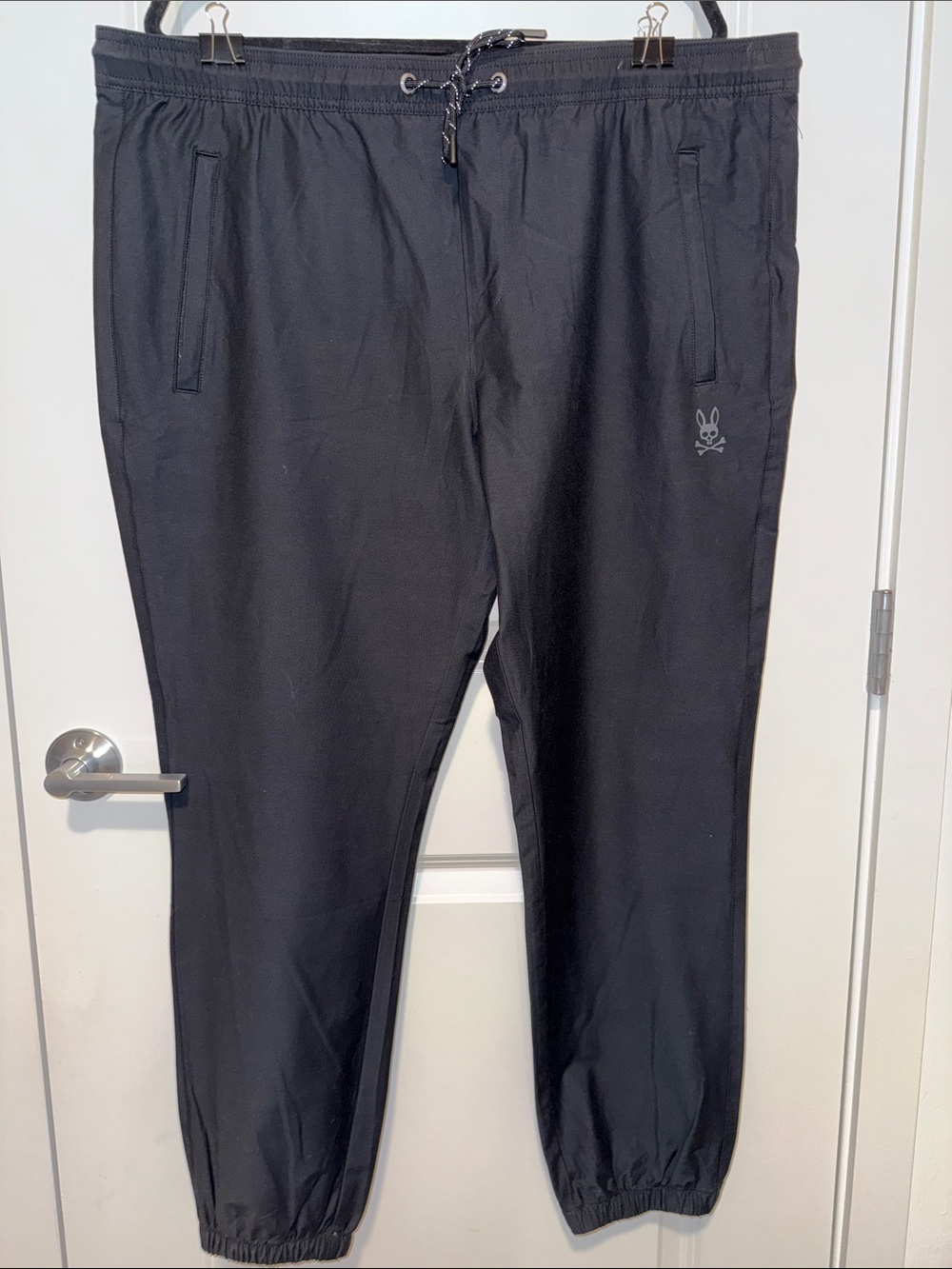Psycho Bunny Black Elastic Waist Joggers with Drawcord